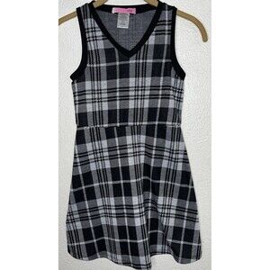 2 Hip Sleeveless Plaid Dress Girls Sz 8 Black/Gray